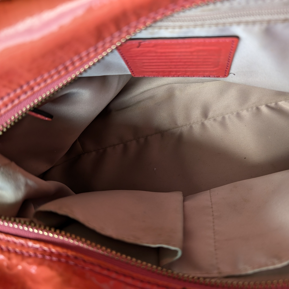 Coach Orange Satchel with Gold Accents and Leather Handles - Picture 7 of 7